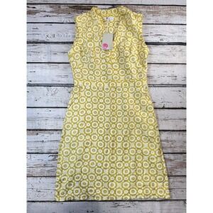 Boden Womens Linen Dress‎ 4 US4RUK8R Yellow Floral Notch Neck Sleeveless NWT